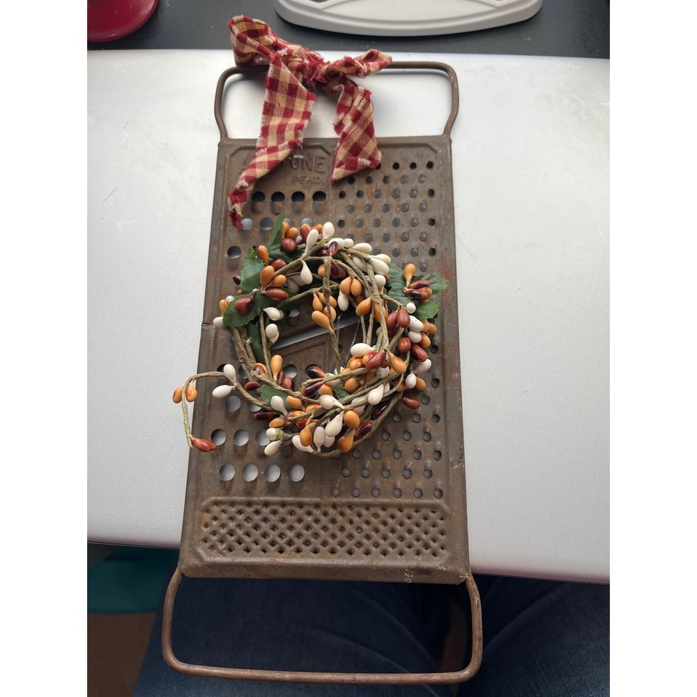 Vintage All In One Metal Cheese Grater Primitive Farmhouse Decor Pip Wreath